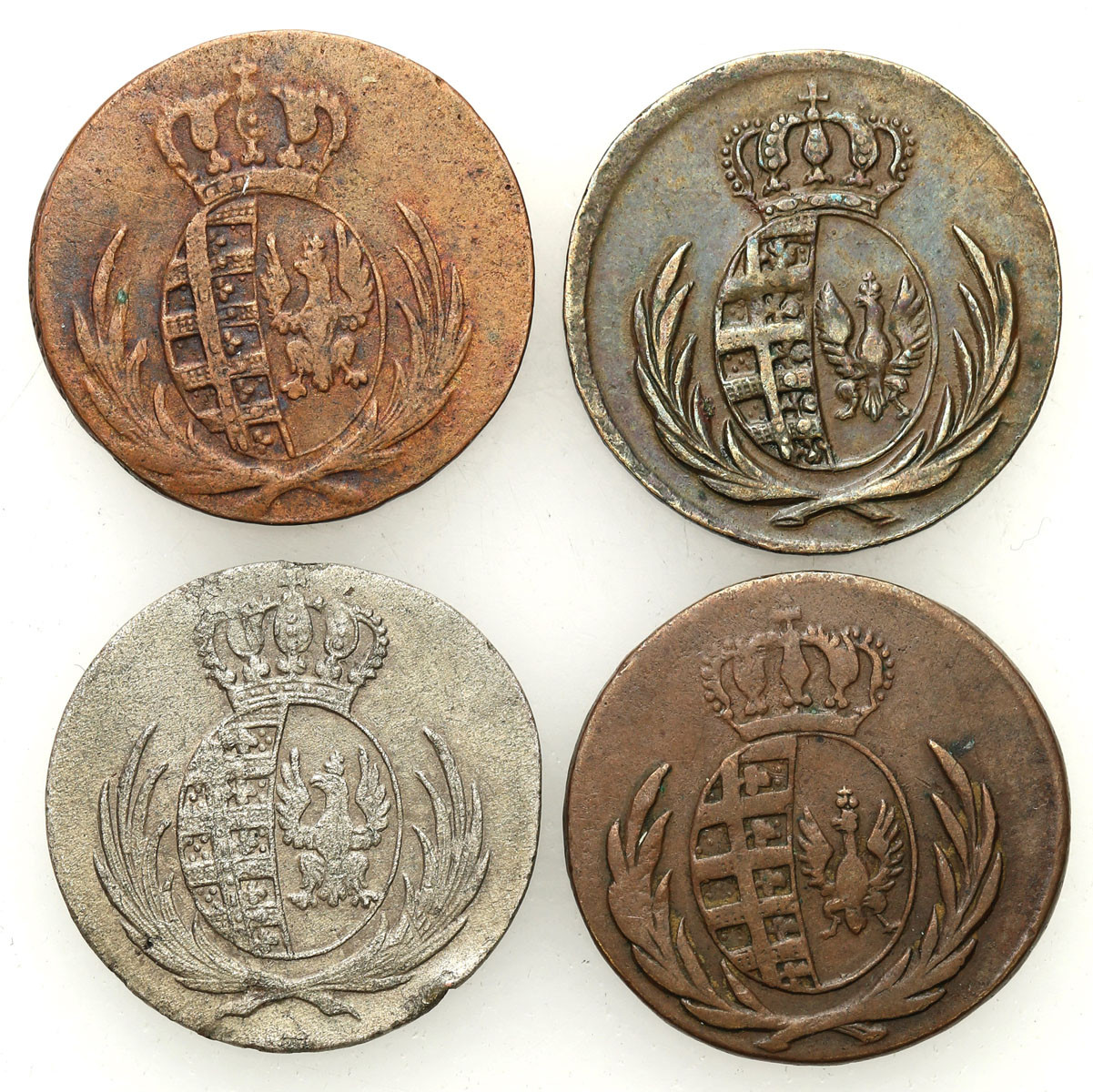Księstwo Warszawskie. 1, 5 groszy 1811-1812 IB, Warszawa, zestaw 4 monet